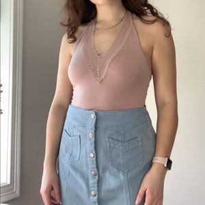 Baby pink halter top body suit